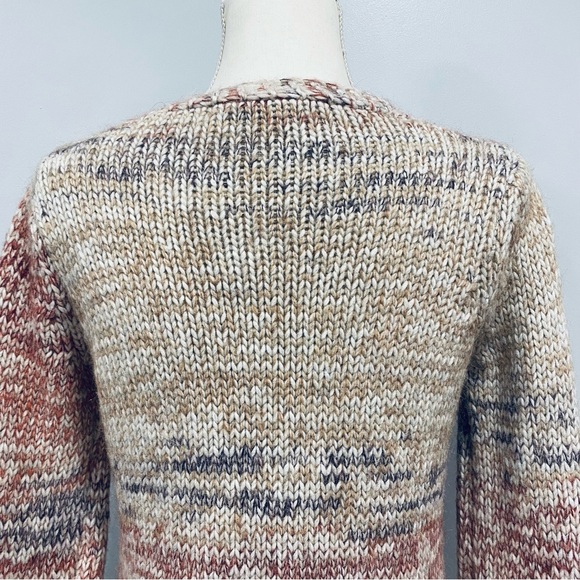 ELSAMANDA M Cream Pink Marled Alpaca Mohair Cable-Knit Warm Boho Sweater Italy - Picture 15 of 16